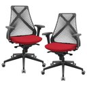 Ver imagem 1 de Kit 02 Cadeiras de Escritório Giratória Presidente Unix P03 Tela Cinza Crepe Vermelho - Lyam Decor