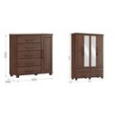 Ver imagem 3 de Conjunto Guarda Roupa 4 Portas + Cômoda 5 Gavetas 100% Madeira Maciça - Linha Ouro Finestra Móveis Marrom/Café