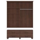 Ver mais imagens de Conjunto Guarda Roupa 4 Portas + Cômoda 5 Gavetas 100% Madeira Maciça - Linha Ouro Finestra Móveis Marrom/Café