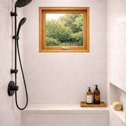 Janela de Madeira Madecen Maximar Eucalipto 50x50cfm Premium