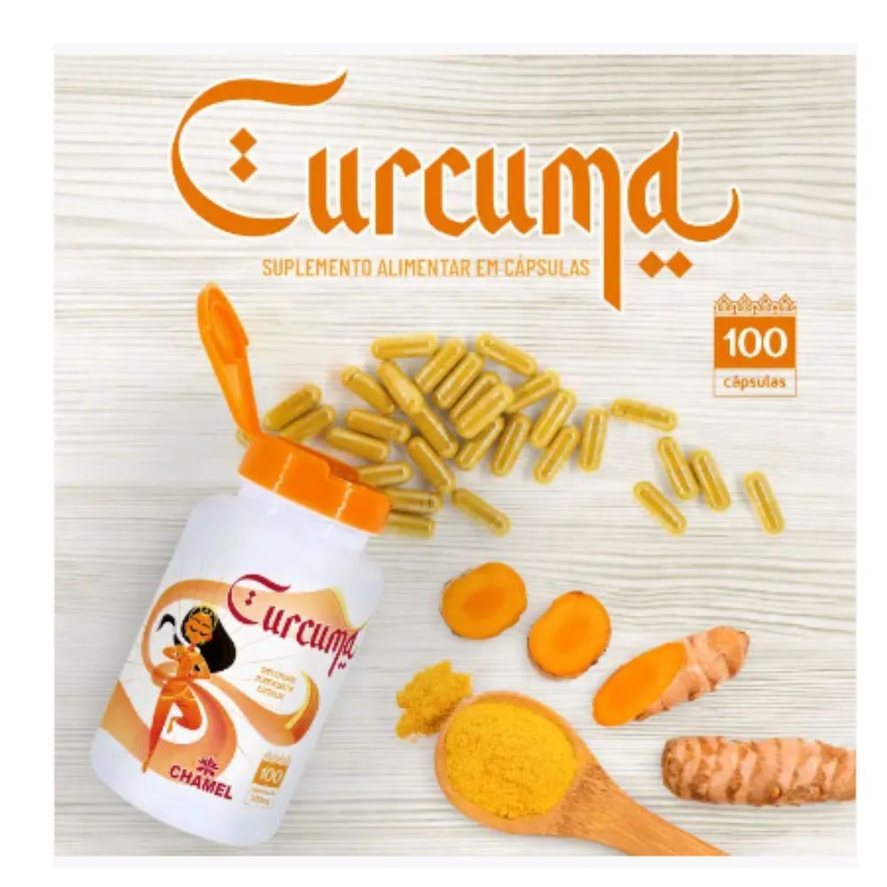 Curcumina em cápsulas - 100 cápsulas 500mg - Chamel - 3 Potes Curcumina ...