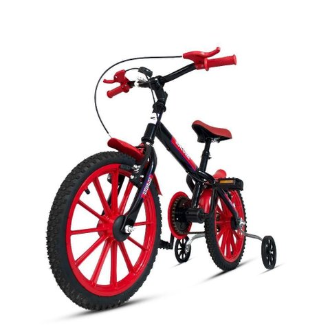 Bicicleta Aro 16 Infantil com Rodinhas e Buzina 3 a 7 Anos Vermelho Ravok
