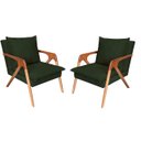 Ver imagem 1 de Kit 2 Poltronas decorativa Monalisa Luxo Dora Bela 0130 Verde Musgo
