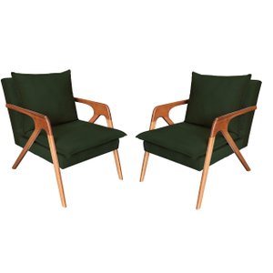 Kit 2 Poltronas decorativa Monalisa Luxo Dora Bela 0130 Verde Musgo