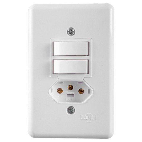 Interruptor Stylus 2teclas Simples + Tomada 20a C/ Placa 20211 Ilumi