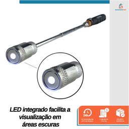 Pegador Magnético Telescópico com Led Starfer Ferramenta de Precisão para Resgate de Peças em Locais - 3
