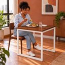 Ver imagem 5 de Mesa de Jantar Reforçada Industrial 60x50cm Tampo Marrom Pés Branco