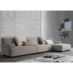 Sofá de Canto com Chaise - 2,93m x 1,61m,  Linho sintético Bege - 1