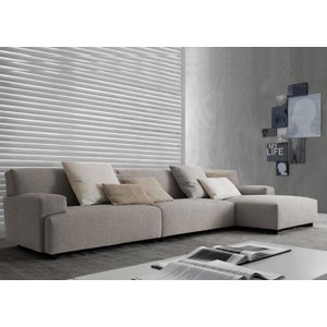 Sofá de Canto com Chaise - 2,93m x 1,61m,  Linho sintético Bege