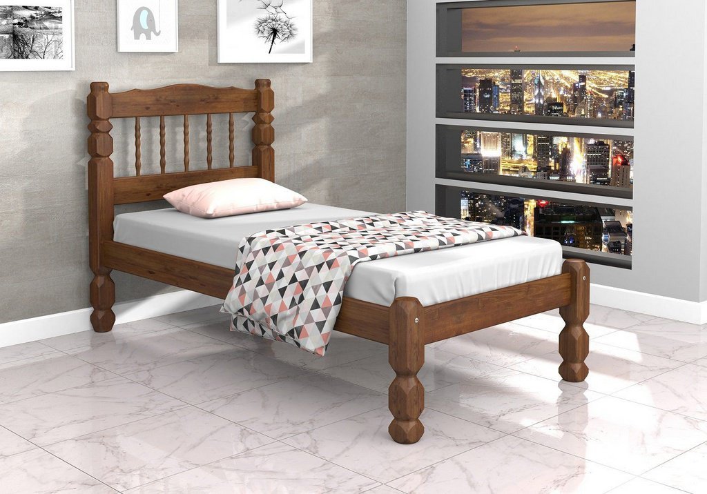 CAMA SOLTEIRO MADEIRA MACIÇA mod02 - PALMO SAIMYS CAST - 3