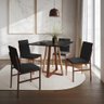 Conjunto de Jantar Mesa Mônaco 90cm Tampo Preto com 4 Cadeiras Pretas Base Cobre - 1