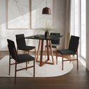 Ver imagem 1 de Conjunto de Jantar Mesa Mônaco 90cm Tampo Preto com 4 Cadeiras Pretas Base Cobre