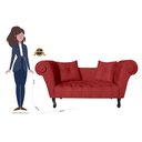Ver imagem 4 de Recamier Decorativo Divã Dubai Couro Vermelho Pés Madeira Mz Decor