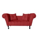Ver imagem 1 de Recamier Decorativo Divã Dubai Couro Vermelho Pés Madeira Mz Decor