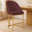 Ver imagem 3 de Kit 02 Banquetas Altas Bela Suede Base Metálica Industrial Dourado - Pallazio Cor:Marsala