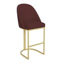 Ver imagem 2 de Kit 02 Banquetas Altas Bela Suede Base Metálica Industrial Dourado - Pallazio Cor:Marsala