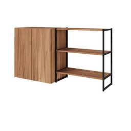 Armário Aéreo 60cm 2 Portas e Nicho 3 Prateleiras F5 Office Cor:nogal com Preto - 2