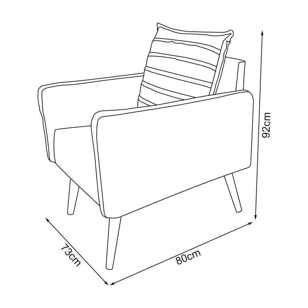 Kit 4 Poltronas Mandara para Recepção Pés Palilto Suede Marrom - Marrom - 2