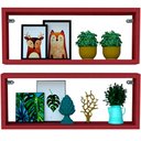 Ver imagem 1 de Kit 2 Nicho Retangular Vermelho 40x20x10p Mdf Decorativo