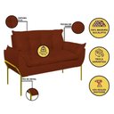 Ver imagem 3 de Kit 2 Poltronas + Namoradeira Pé Metal Dourado Recepção Sala Terracota