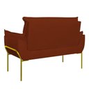 Ver imagem 4 de Kit 2 Poltronas + Namoradeira Pé Metal Dourado Recepção Sala Terracota