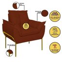 Ver imagem 7 de Kit 2 Poltronas + Namoradeira Pé Metal Dourado Recepção Sala Terracota