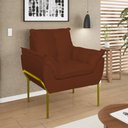 Ver imagem 6 de Kit 2 Poltronas + Namoradeira Pé Metal Dourado Recepção Sala Terracota