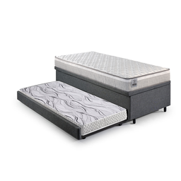 Bicama Box Baú Solteiro Linho Cinza 88x188 com Colchão Hanover Molas Ensacadas Inducol - 9