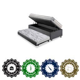 Bicama Box Baú Solteiro Linho Cinza 88x188 com Colchão Hanover Molas Ensacadas Inducol - 6