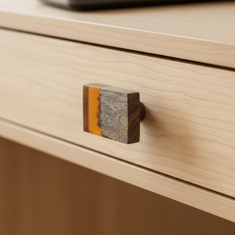 Puxador Decorativo Móveis Gaveta Acrílico Ambar Madeira