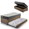 Bicama Box Baú Solteirão com Colchão Adapto Molas Ensacadas Ecoflex Linho Marrom 96x203 - 1