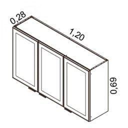 Armário Aéreo para Cozinha 3 Portas de Vidro Temperado Exclusive Itatiaia - 4