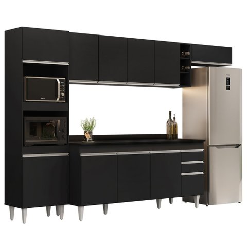 Armário de Cozinha Modulada 5 Peças CP17 Balcão com Tampo Preto - Lumil Lumil Móveis