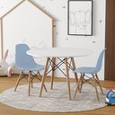 Ver imagem 1 de Conjunto De Mesa Madeira Infantil 68Cm Redondo Branco 2 Cadeiras Azul