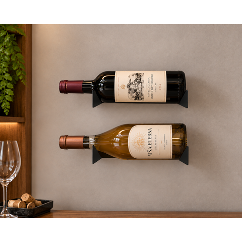2 Suportes para Garrafa de Vinho Parede Adega Aço Schmitt
