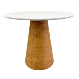Mesa de Jantar Redonda 90 Cm Tampo Laca Branca Base Freijó Horizontal - 1 Mesa de Jantar Redonda 90 Cm Tampo Laca Branca Base Freijó Horizontal - 1