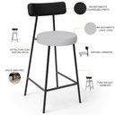 Ver imagem 4 de Kit 02 Banquetas Baixa Bar Cozinha Sala Jantar Milão L02 Couríssimo Preto Linho Cinza - lyam