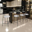 Ver imagem 2 de Kit 02 Banquetas Baixa Bar Cozinha Sala Jantar Milão L02 Couríssimo Preto Linho Cinza - lyam