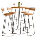 Ver imagem 1 de Conjunto Mesa Bistrô Alta e 4 Banquetas com Encosto Estilo Industrial Aura D09 Peroba - Mpozenato