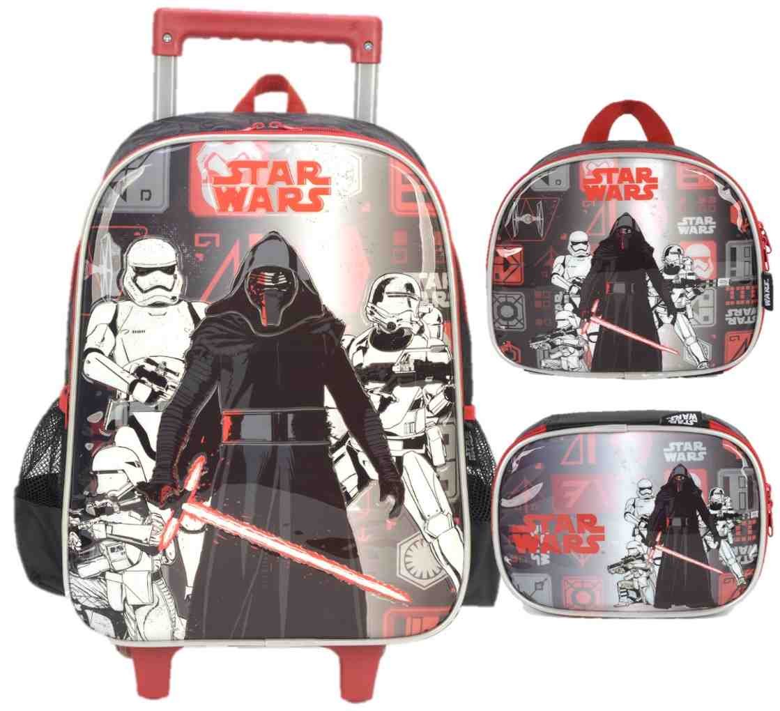 Kit Mochila com Carrinho, Lancheira e Estojo Escolar Star Wars - Preto ...