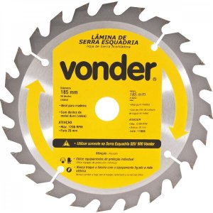 Lâmina de serra circular com dentes de metal duro/vídea 180 mm x 20 mm 24 dentes Vonder