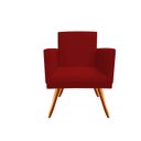 Ver imagem 3 de Kit Namoradeira + 2 Poltronas Decorativa Nina + Puff Redondo Suede Vermelho Pés Madeira Mz Decor