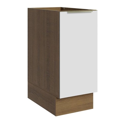 Balcão Madesa Lux 35 cm 1 Porta (Sem Tampo) Rustic/Branco Veludo