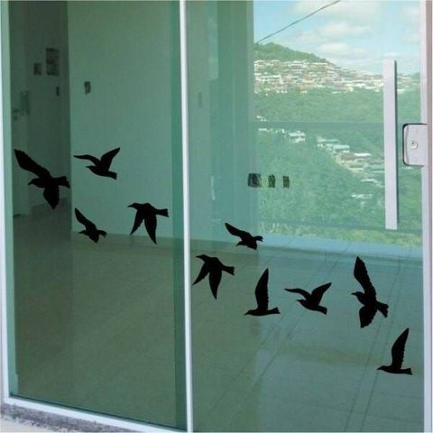 Adesivo Decorativo para Vidro Pássaros:preto
