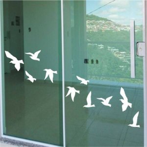 Adesivo Decorativo Para Vidro Pássaros:Branco
