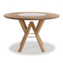 Ver imagem 1 de Mesa de Jantar Redonda Galena C/ Tampo Giratório - 5517 Mmj-nc Nc-amendoa/vidro Fendi 1,20m