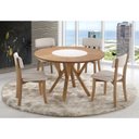 Ver imagem 3 de Mesa de Jantar Redonda Galena C/ Tampo Giratório - 5517 Mmj-nc Nc-amendoa/vidro Fendi 1,20m
