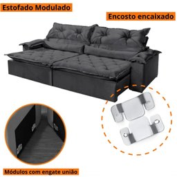 Sofá Retrátil e Reclinável 240cm Sparta - Movenzo Estofados - 6
