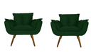 Ver imagem 1 de Jogo 2 Poltronas Decorativa Estofada Para Consultório Opala Suede Verde - LM DECOR