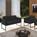 Ver imagem 7 de Sofá Namoradeira com Poltrona Base Industrial Preto Marisa Veludo Preto D03 - D'Rossi